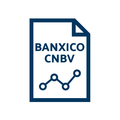 Ícono de documento con título 'BANXICO' y 'CNBV' y abajo una gráfica, representando reportes